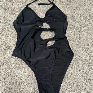 Xhilaration Black Cutout One Piece Swimsuit